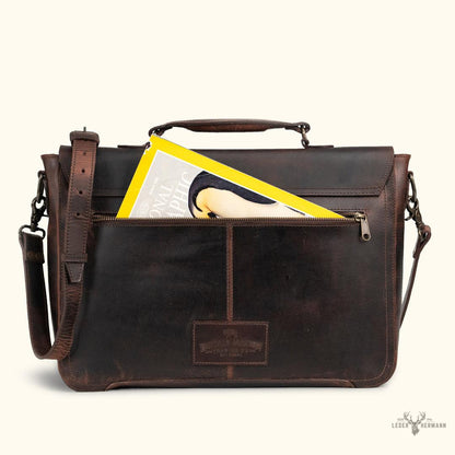 Roosevelt Leder-Laptoptasche im Messenger-Stil | Dunkles Eichenholz