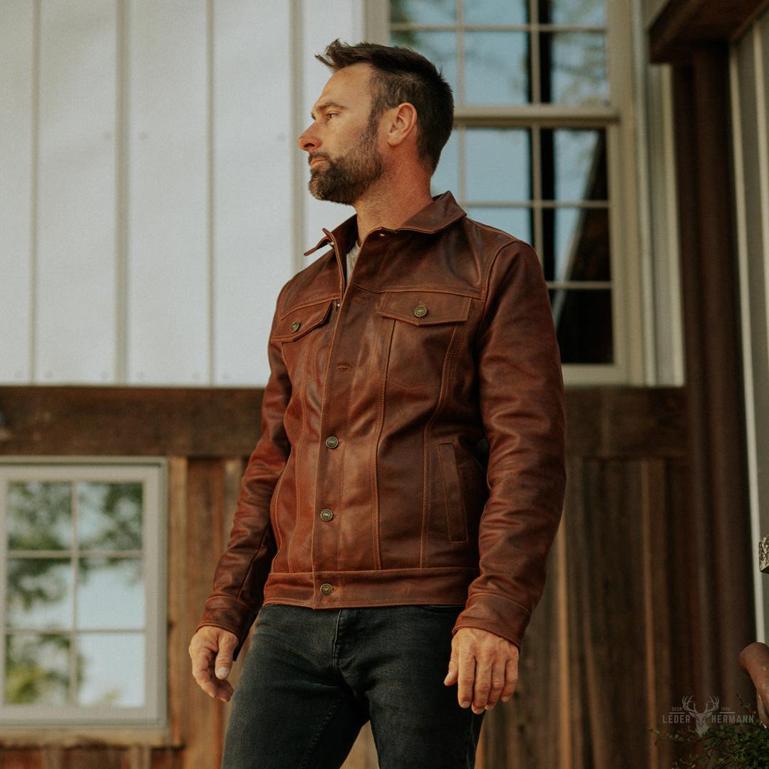 Lederjacke Driggs - Eleganz in Cognac Braun
