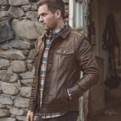 Elegante Driggs Lederjacke in stilvollem Braun