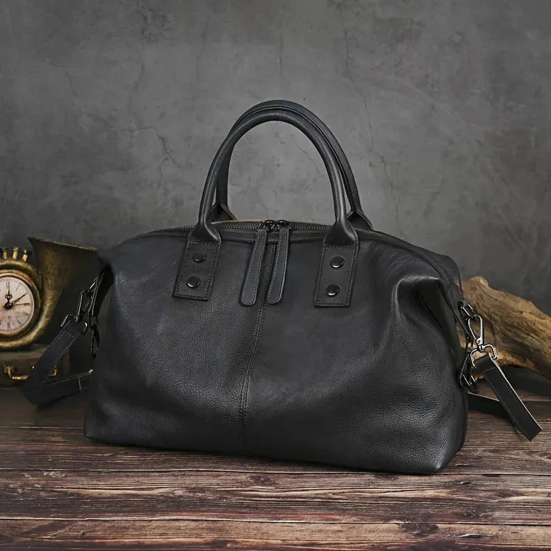 Elegante Vintage-Echtleder-Handtasche für Damen