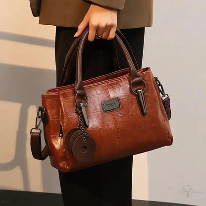 Elegante und Trendige Retro-Echtleder-Handtasche