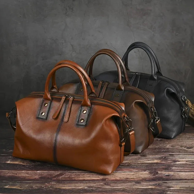 Elegante Vintage-Echtleder-Handtasche für Damen