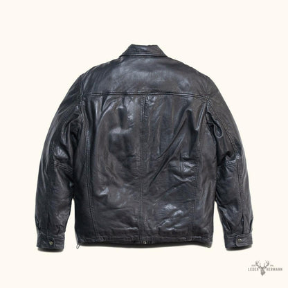 Glenwood Leder-Drivingjacke im Vintage-Schwarz – Stilvoll und Zeitlos