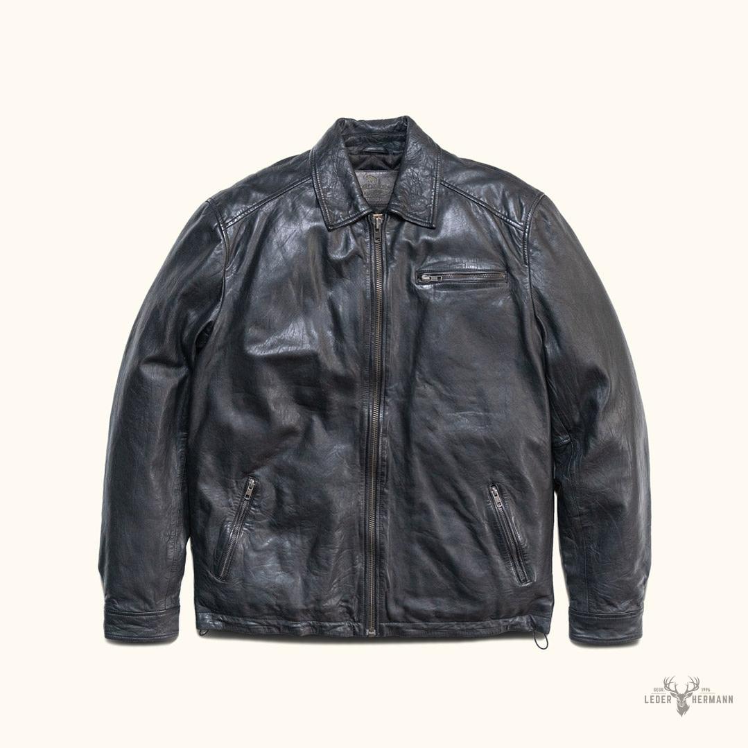 Glenwood Leder-Drivingjacke im Vintage-Schwarz – Stilvoll und Zeitlos