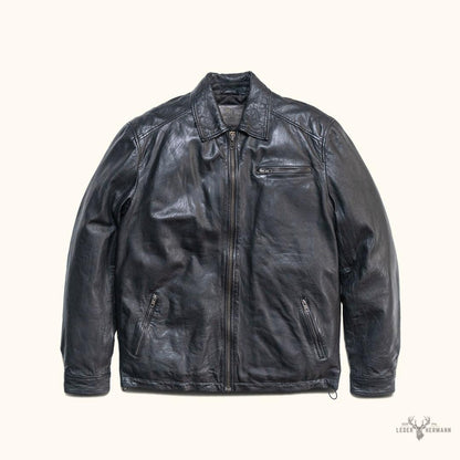 Glenwood Leder-Drivingjacke im Vintage-Schwarz – Stilvoll und Zeitlos