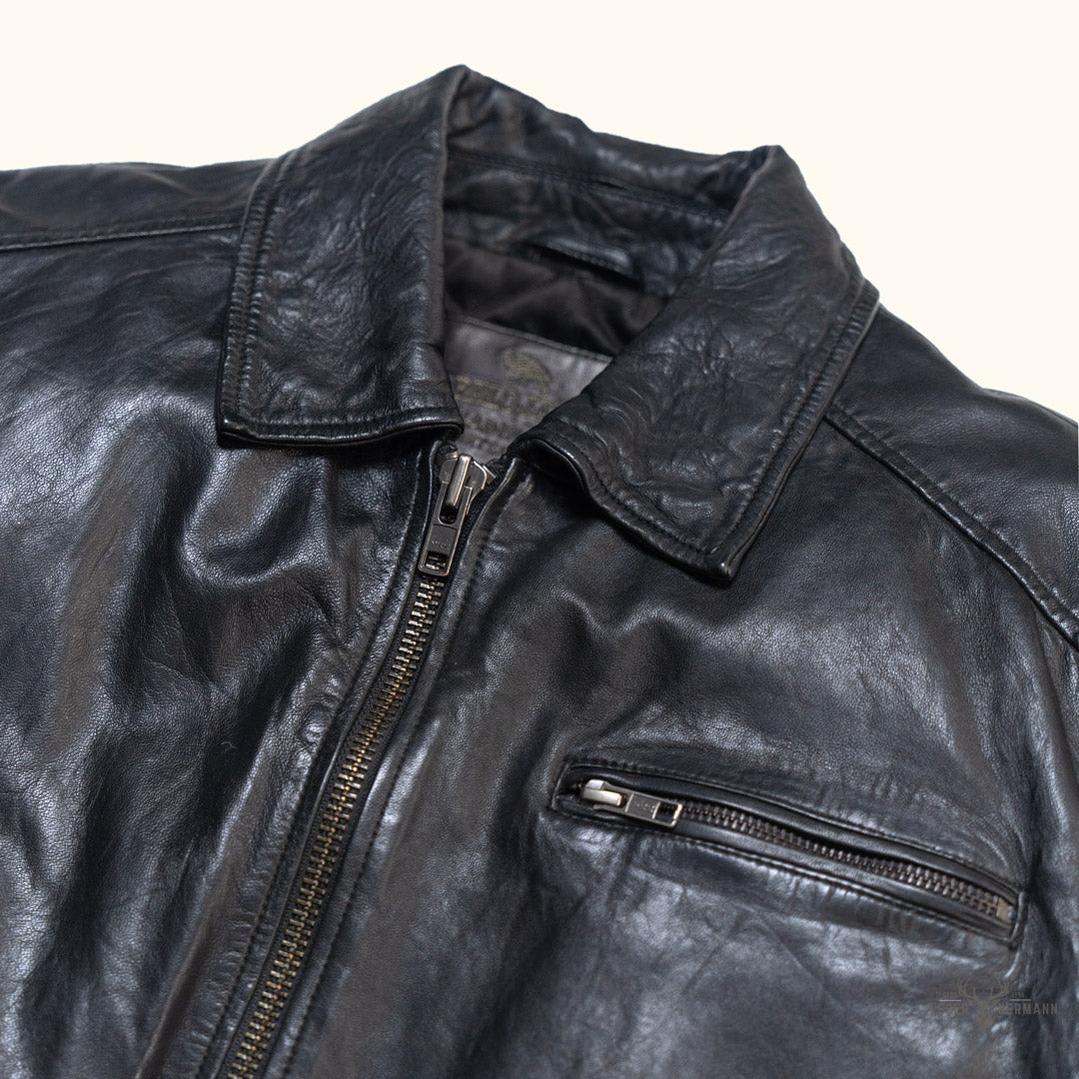 Glenwood Leder-Drivingjacke im Vintage-Schwarz – Stilvoll und Zeitlos