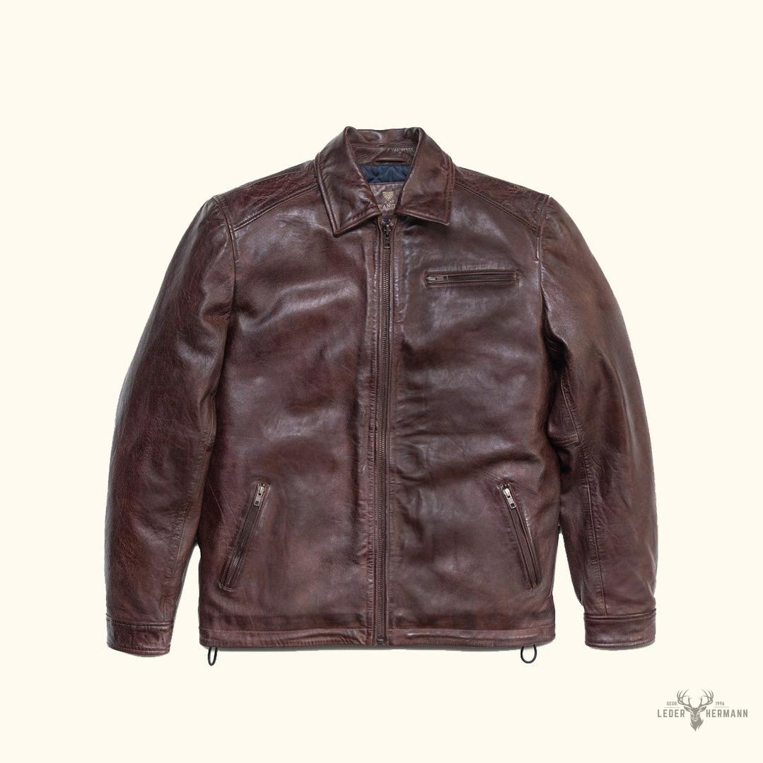 Glenwood Leder-Fahrjacke | Mahagoni Stilvoll und Komfortabel