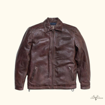 Glenwood Leder-Fahrjacke | Mahagoni Stilvoll und Komfortabel