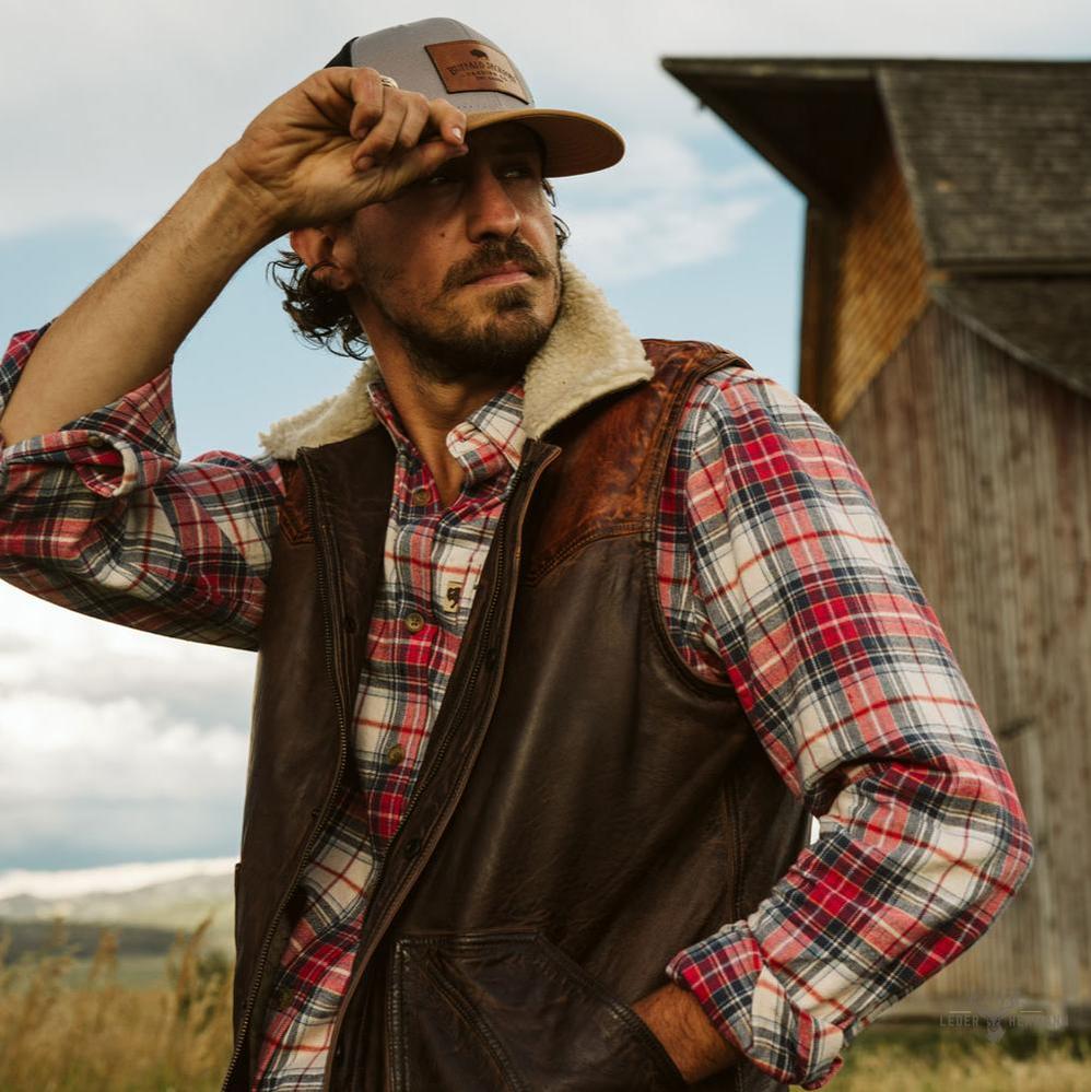 Jackson Leder Sherpa Weste für Herren – Komfort trifft Stil in Tan & Braun
