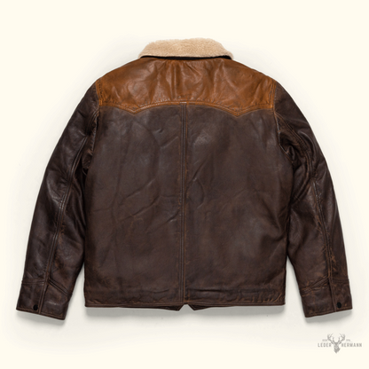 Jackson Leder Sherpa Jacke in braunem und dunkelbraunem Leder – Stil und Komfort in einem Schritt