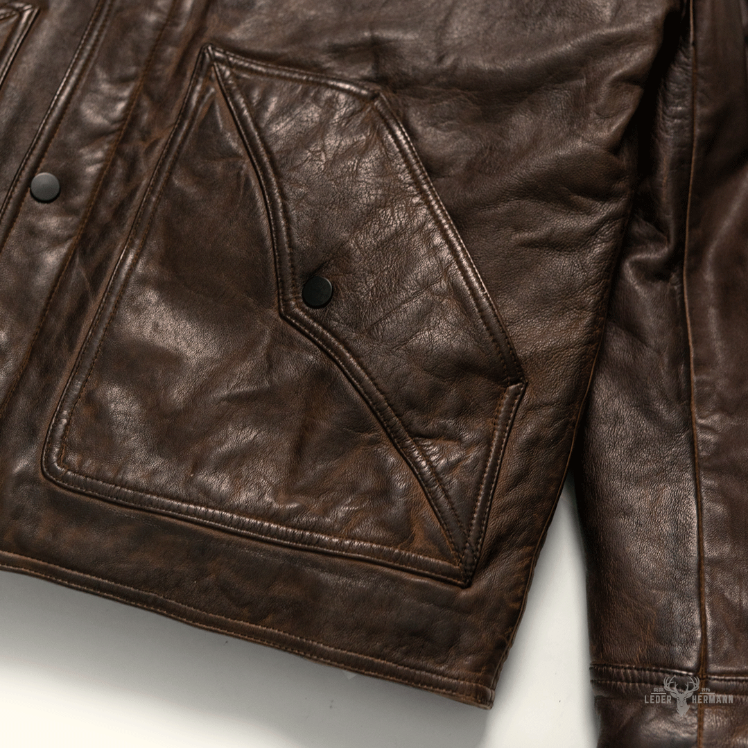Jackson Leder Sherpa Jacke in braunem und dunkelbraunem Leder – Stil und Komfort in einem Schritt
