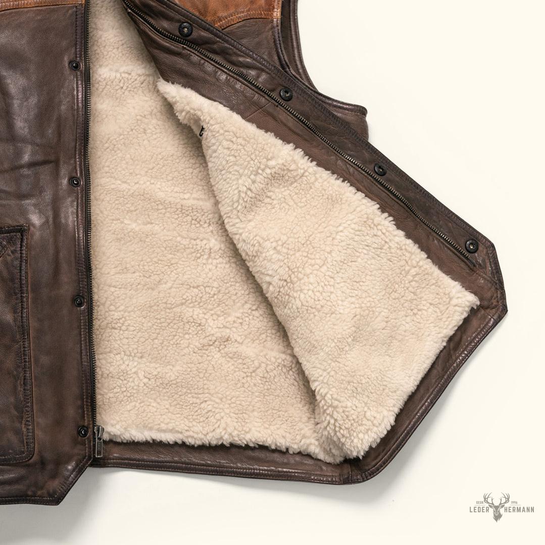 Jackson Leder Sherpa Weste für Herren – Komfort trifft Stil in Tan & Braun