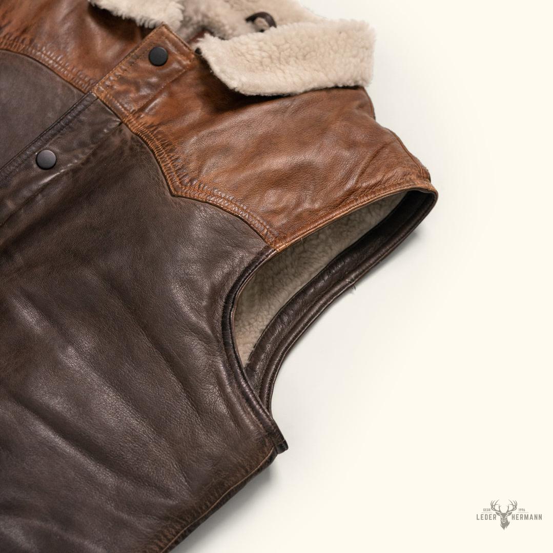 Jackson Leder Sherpa Weste für Herren – Komfort trifft Stil in Tan & Braun