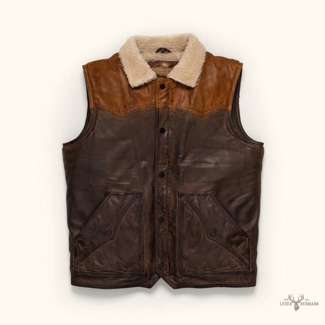 Jackson Leder Sherpa Weste für Herren – Komfort trifft Stil in Tan & Braun