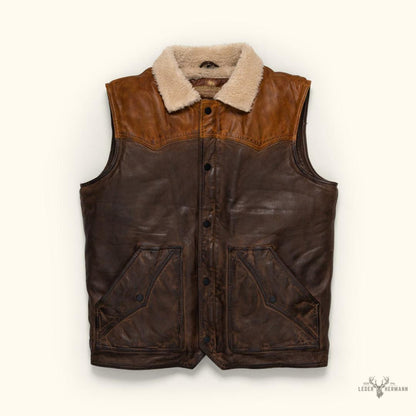 Jackson Leder Sherpa Weste für Herren – Komfort trifft Stil in Tan & Braun