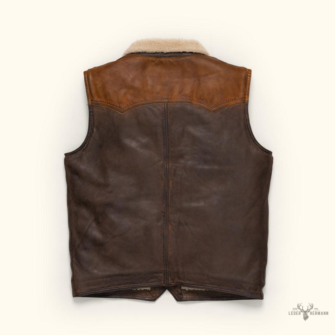 Jackson Leder Sherpa Weste für Herren – Komfort trifft Stil in Tan & Braun