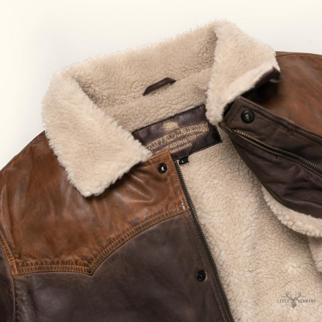 Jackson Leder Sherpa Weste für Herren – Komfort trifft Stil in Tan & Braun