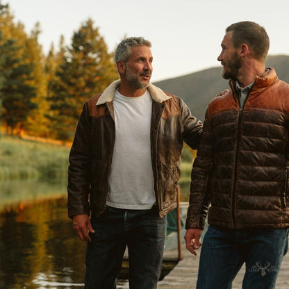 Jackson Leder Sherpa Jacke in braunem und dunkelbraunem Leder – Stil und Komfort in einem Schritt