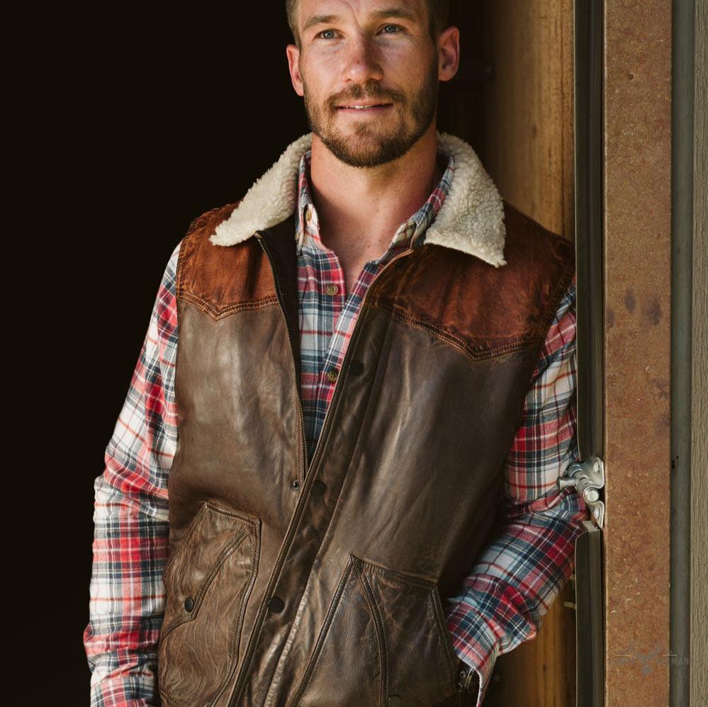 Jackson Leder Sherpa Weste für Herren – Komfort trifft Stil in Tan & Braun