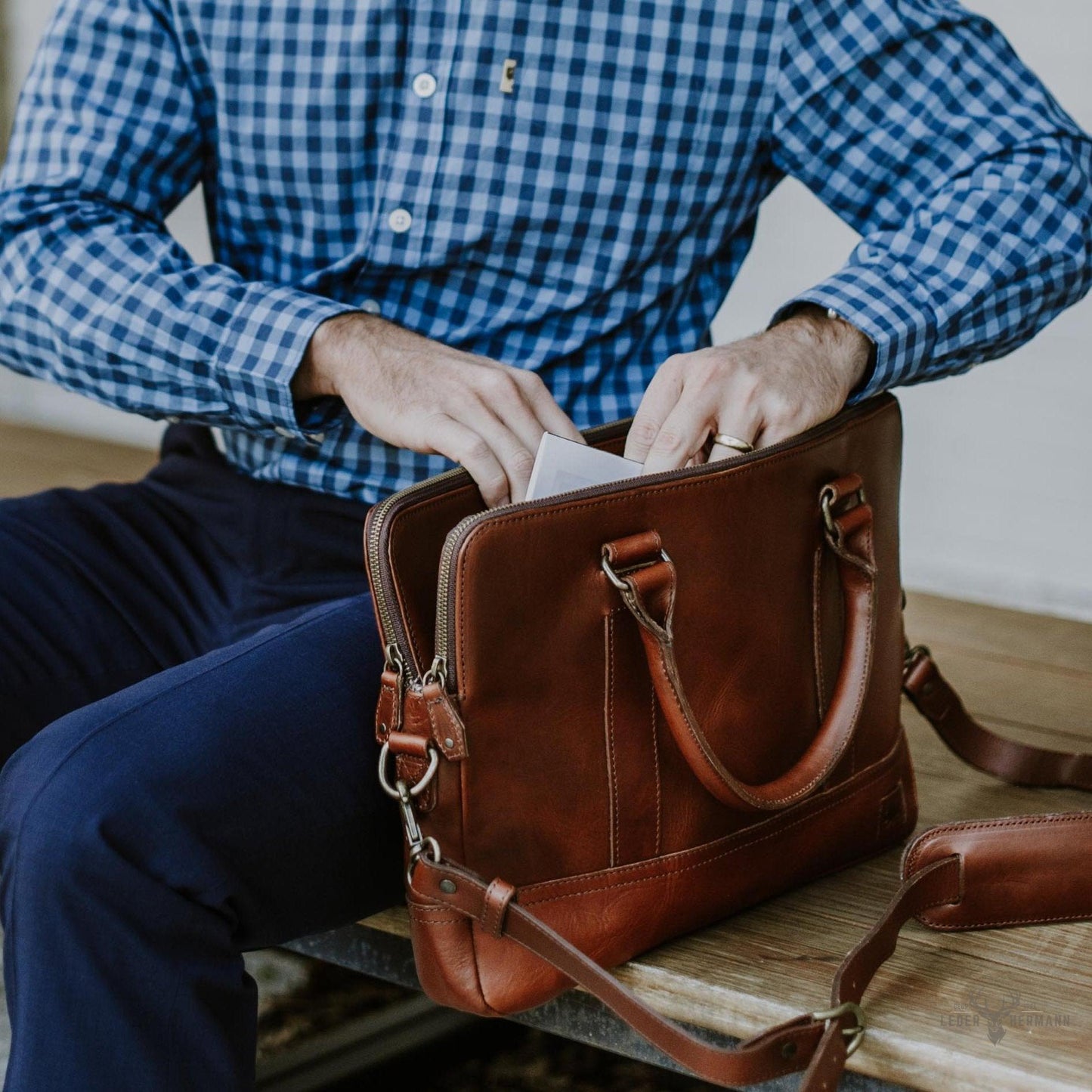 Holzleder Tasche Jefferson | Elderwood Eleganz und Raffinesse