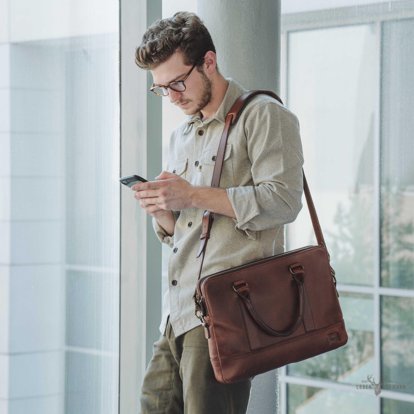 Holzleder Tasche Jefferson | Elderwood Eleganz und Raffinesse