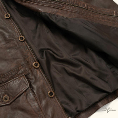 Sheridan Leder-Galabauernjacke | Vintage Braun