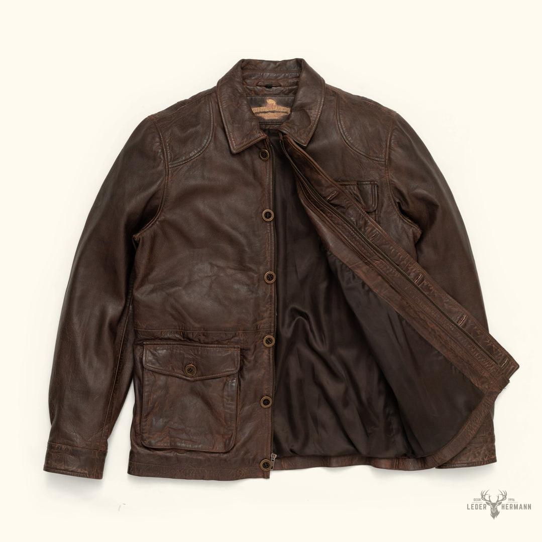 Sheridan Leder-Galabauernjacke | Vintage Braun