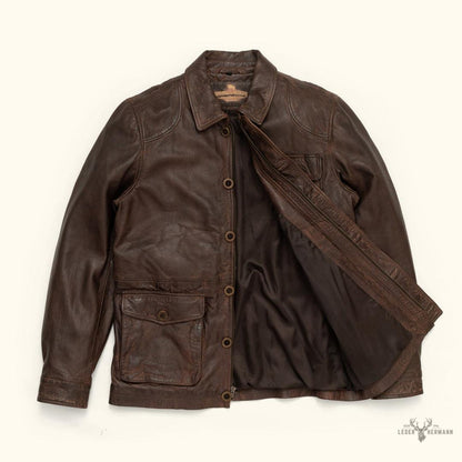 Sheridan Leder-Galabauernjacke | Vintage Braun