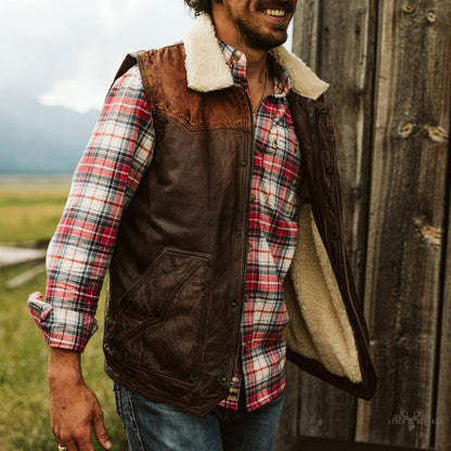 Jackson Leder Sherpa Weste für Herren – Komfort trifft Stil in Tan & Braun