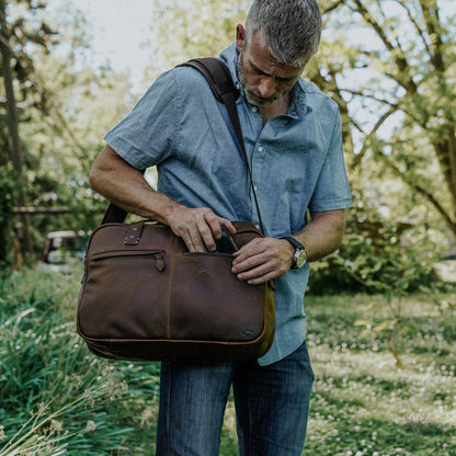 Pilot-Tasche aus Leder Walker | Vintage-Stil Eichenholz