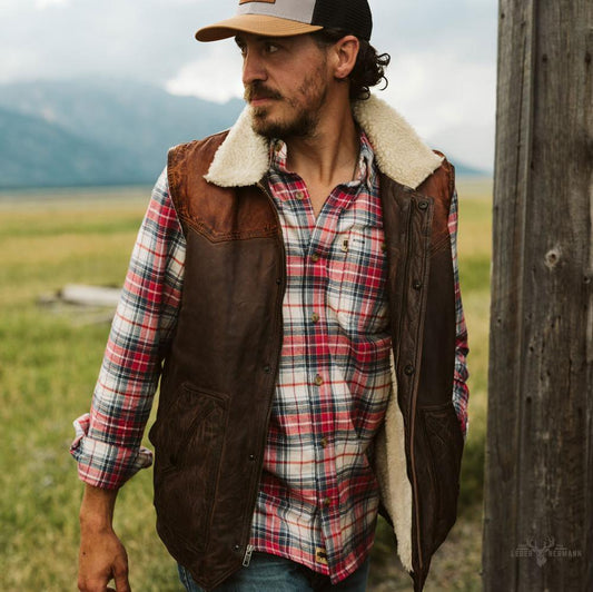 Jackson Leder Sherpa Weste für Herren – Komfort trifft Stil in Tan & Braun