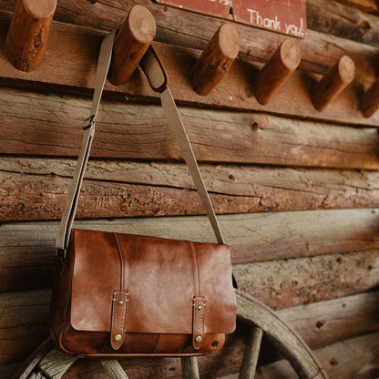 Eleganter Walker Leder Messenger Tasche | Rustikal Braun