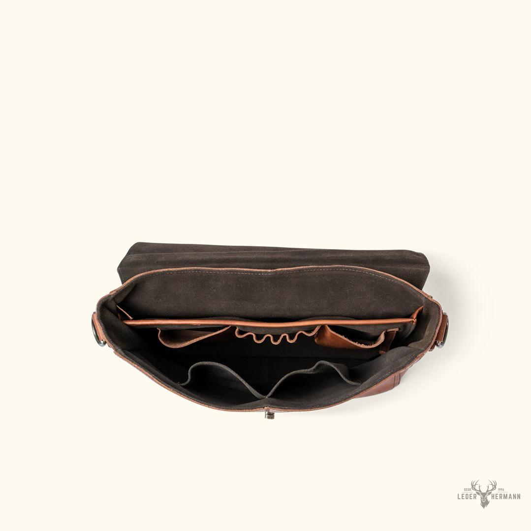 Roosevelt Leder Messenger Tasche für Laptop – Eleganz im Ambra Braun Stil