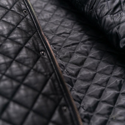 Elegante Hochlandstil gesteppte Echtlederjacke | Klassisches Schwarz