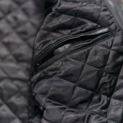 Elegante Hochlandstil gesteppte Echtlederjacke | Klassisches Schwarz