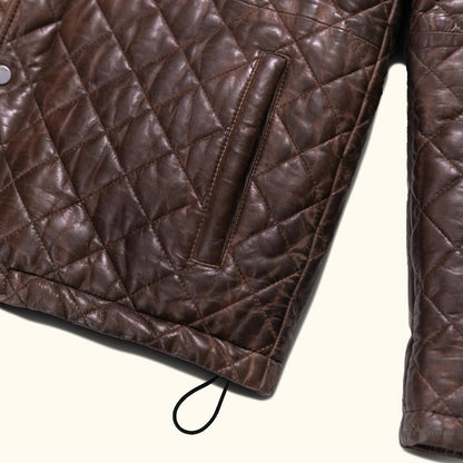Premium Highlands gesteppte Lederjacke in elegantem Mahagonibraun