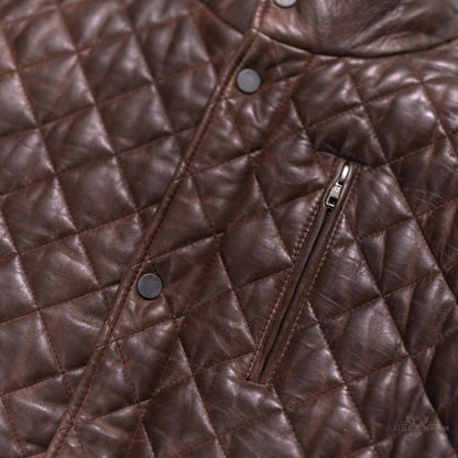 Premium Highlands gesteppte Lederjacke in elegantem Mahagonibraun