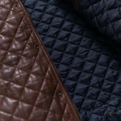 Premium Highlands gesteppte Lederjacke in elegantem Mahagonibraun