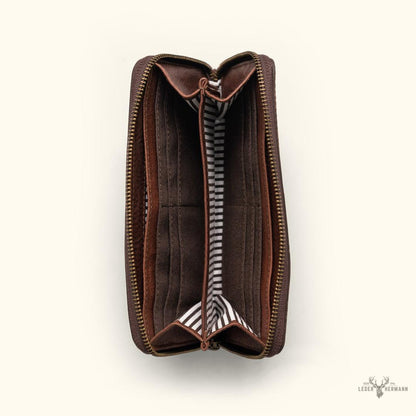 Elegante Madison Leder-Geldbörse für das Handgelenk in Rich Dark Hazelnut