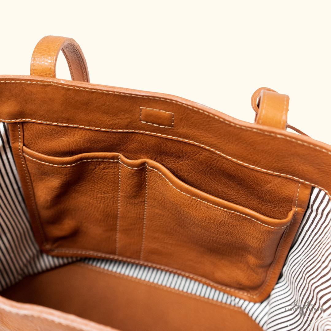 Madison Elegance Leder-Totetasche in stilvollem Sattlerbraun