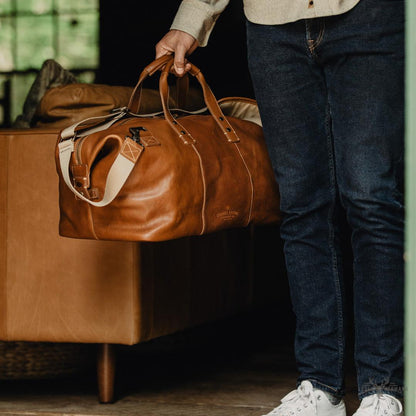 Wochenend-Handtasche aus Leder Walker | Rustikaler Lederfarbton Tan