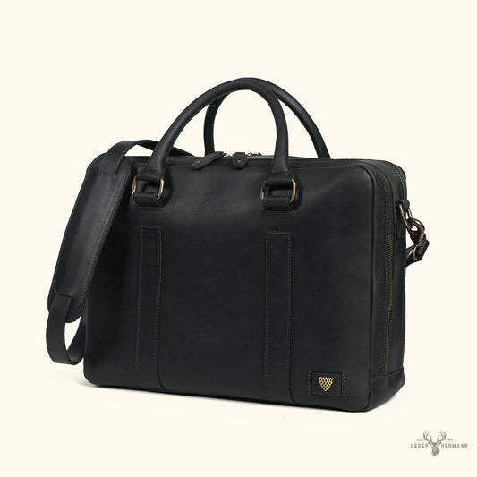 Limitierte Edition Jefferson Ledertasche | Schwarz