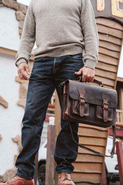 Roosevelt Leder-Arbeitsrechner in dunkler Eichen-Finish
