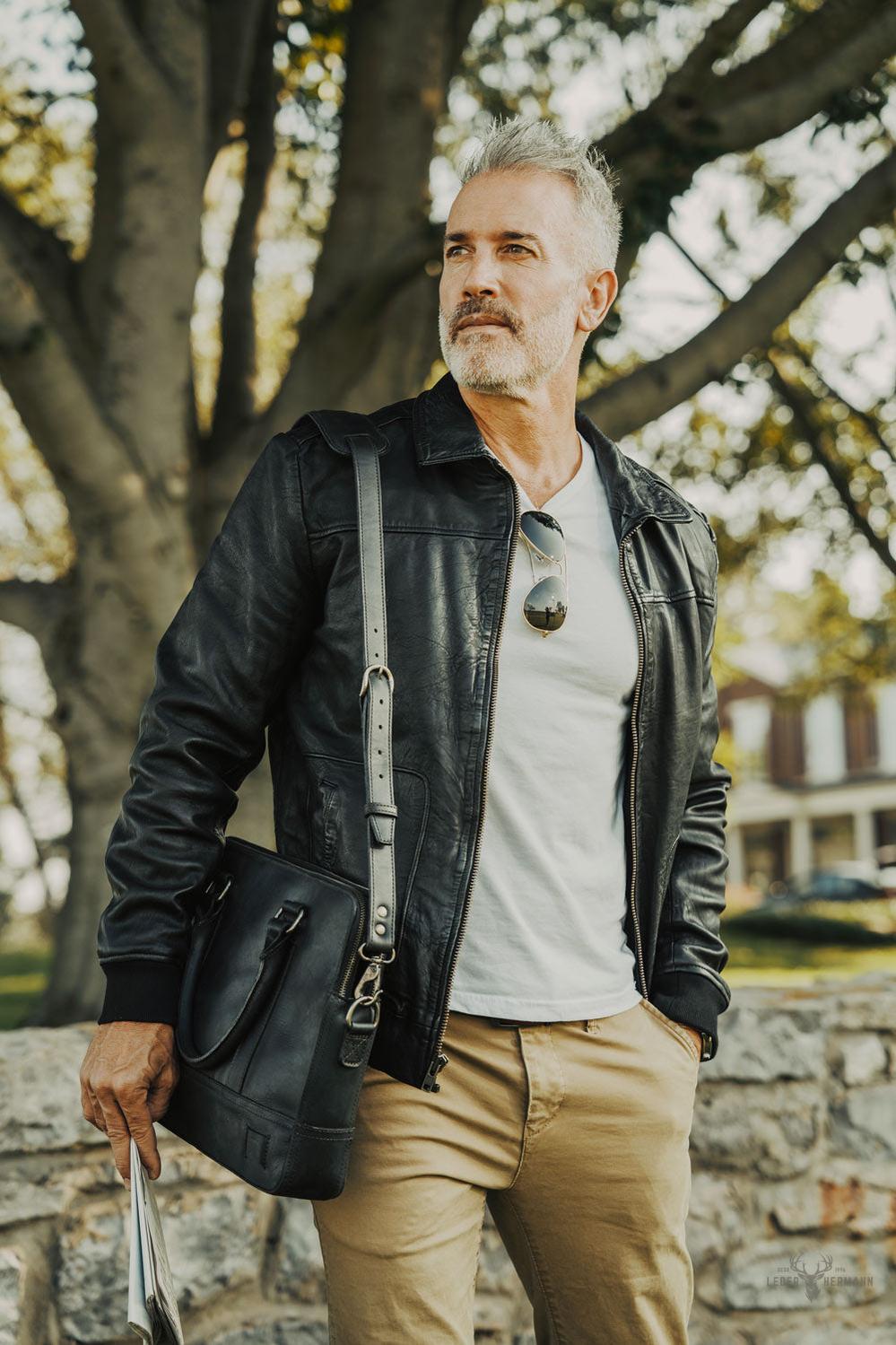 Maverick Leder Bomberjacke | Retro Schwarz