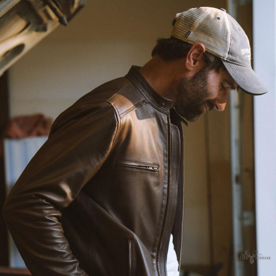 Motorrad-Lederjacke Thompson - Eleganz und Stil in Braun