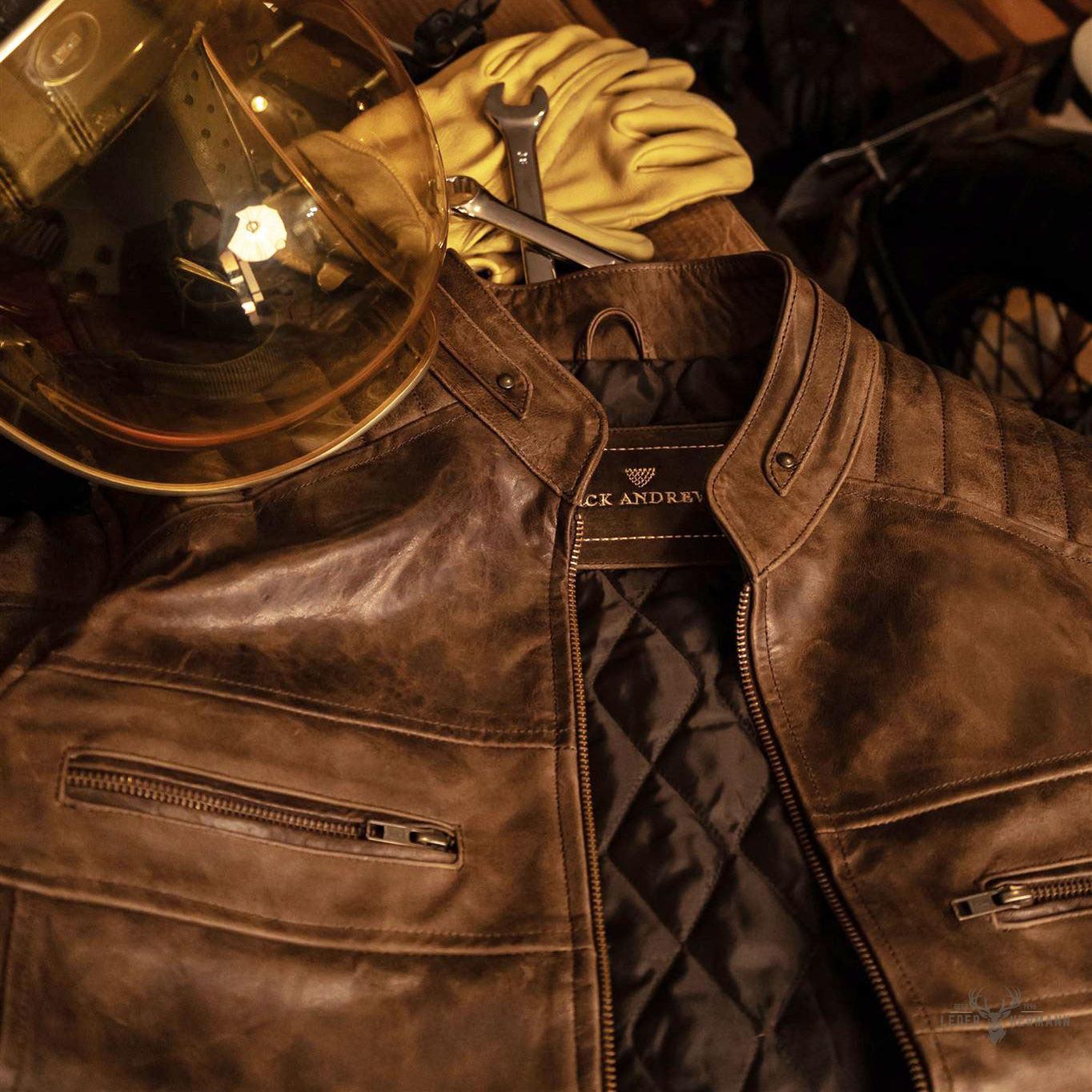 Vintage Café Racer Lederjacke Braun Favorites