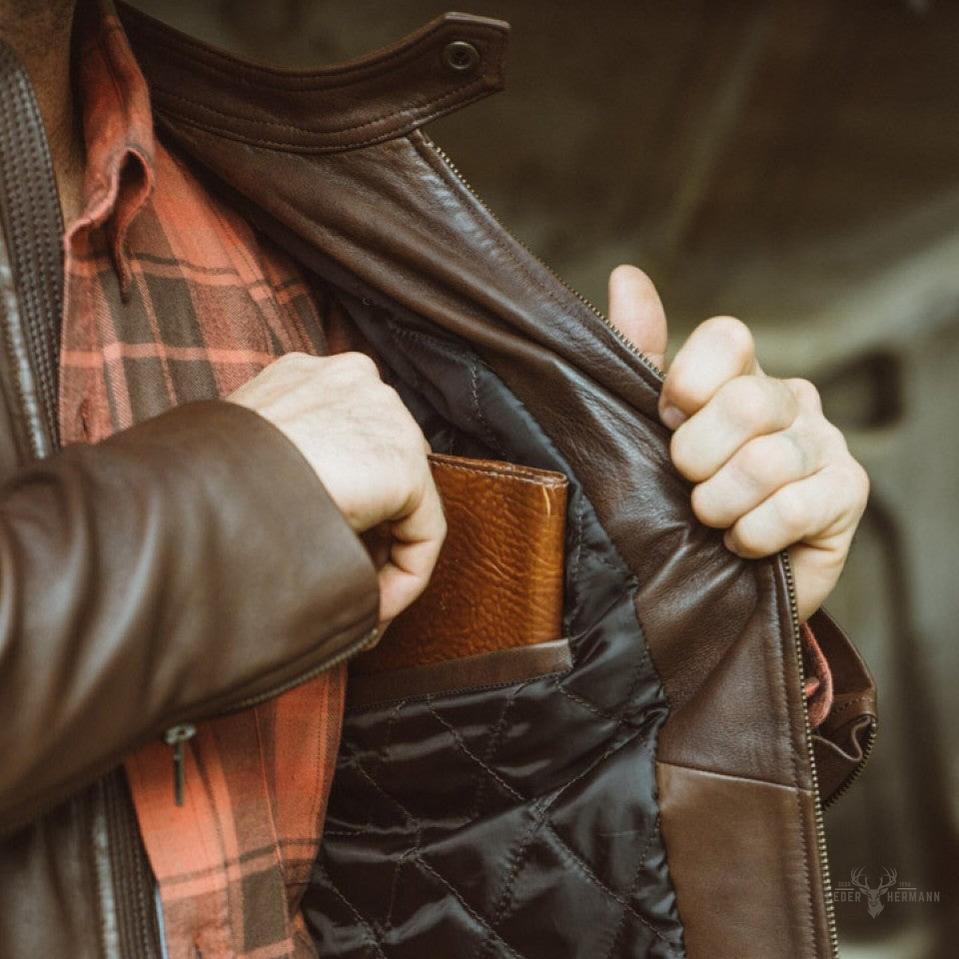 Motorrad-Lederjacke Thompson - Eleganz und Stil in Braun