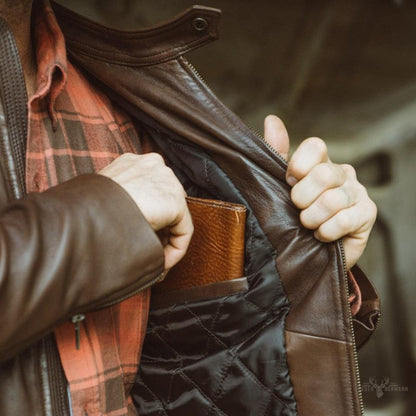 Motorrad-Lederjacke Thompson - Eleganz und Stil in Braun