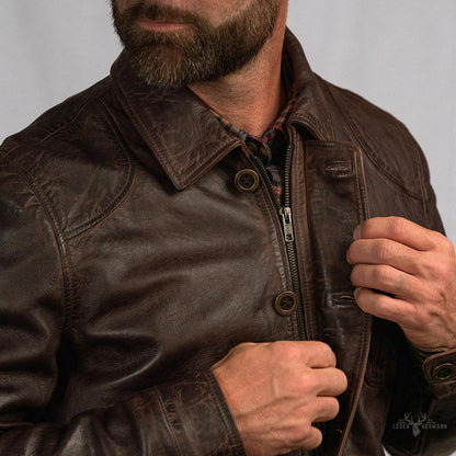 Sheridan Leder-Galabauernjacke | Vintage Braun