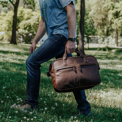 Pilot-Tasche aus Leder Walker | Vintage-Stil Eichenholz